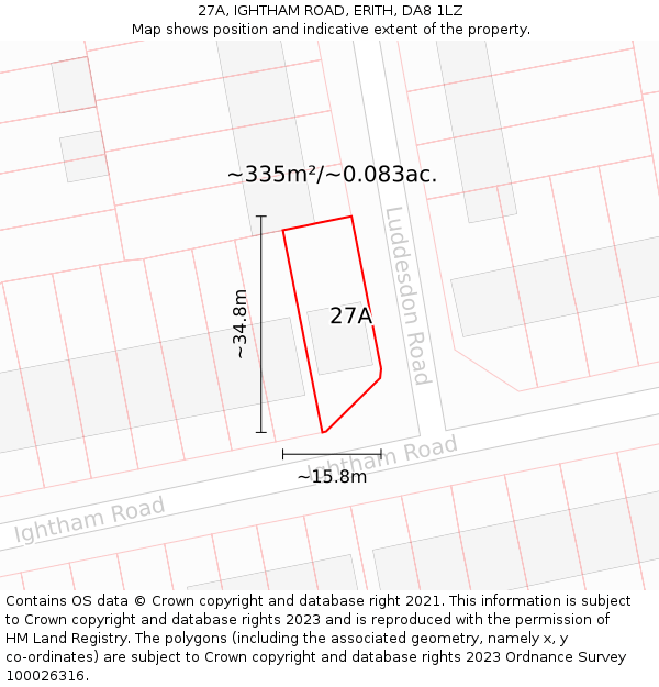27A, IGHTHAM ROAD, ERITH, DA8 1LZ: Plot and title map