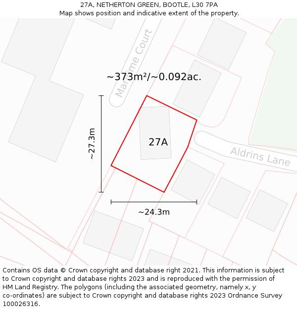 27A, NETHERTON GREEN, BOOTLE, L30 7PA: Plot and title map