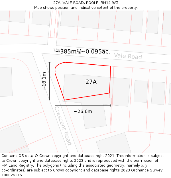 27A, VALE ROAD, POOLE, BH14 9AT: Plot and title map