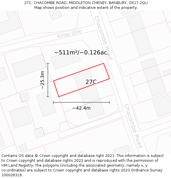 27C, CHACOMBE ROAD, MIDDLETON CHENEY, BANBURY, OX17 2QU: Plot and title map