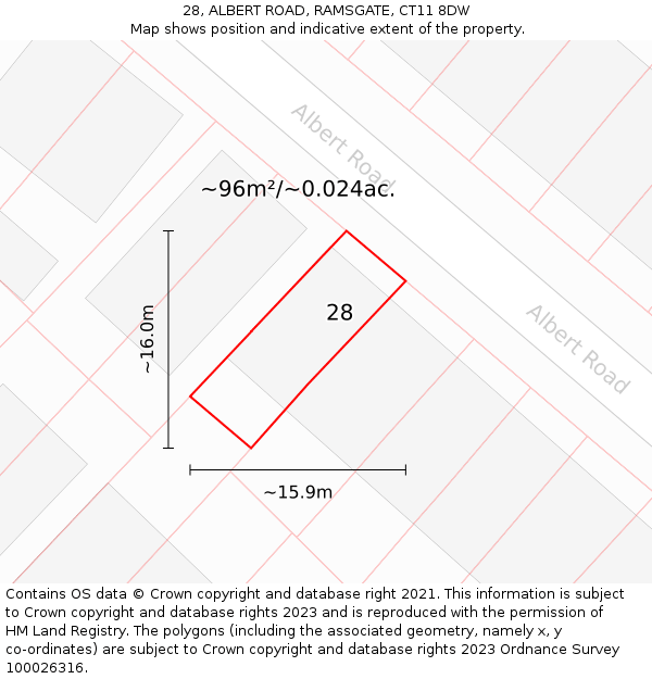 28, ALBERT ROAD, RAMSGATE, CT11 8DW: Plot and title map