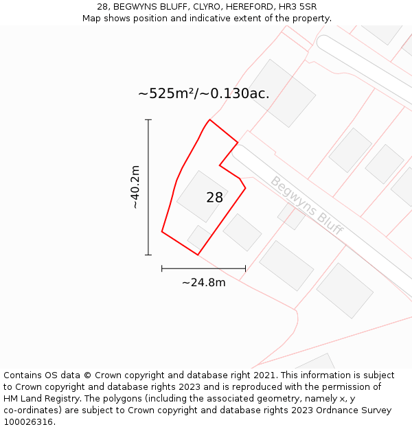 28, BEGWYNS BLUFF, CLYRO, HEREFORD, HR3 5SR: Plot and title map