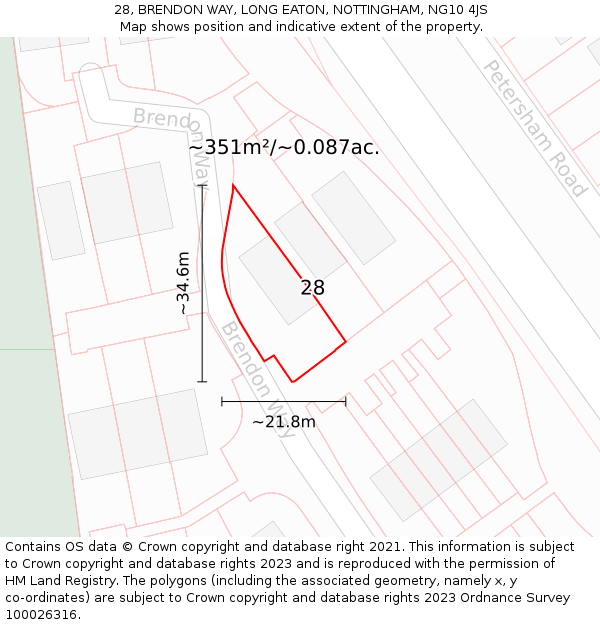 28, BRENDON WAY, LONG EATON, NOTTINGHAM, NG10 4JS: Plot and title map