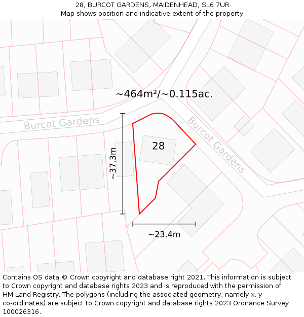 28, BURCOT GARDENS, MAIDENHEAD, SL6 7UR: Plot and title map