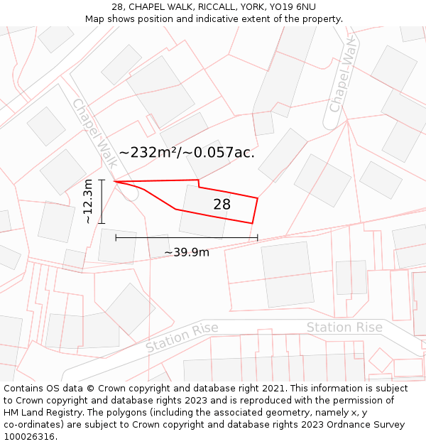 28, CHAPEL WALK, RICCALL, YORK, YO19 6NU: Plot and title map