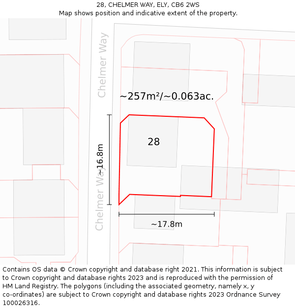 28, CHELMER WAY, ELY, CB6 2WS: Plot and title map