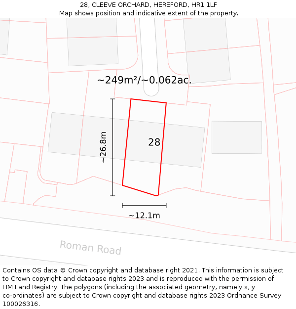 28, CLEEVE ORCHARD, HEREFORD, HR1 1LF: Plot and title map