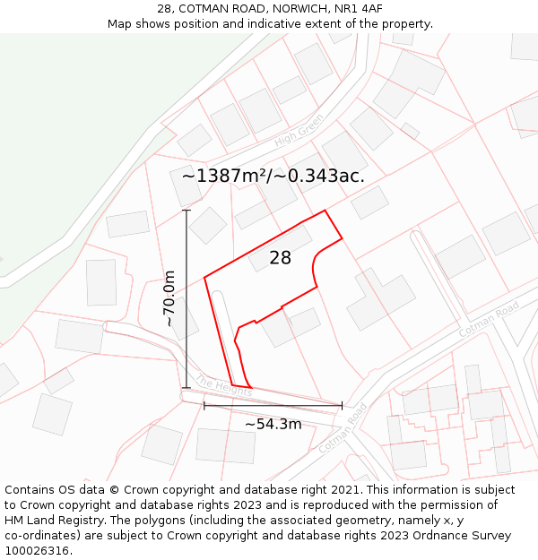 28, COTMAN ROAD, NORWICH, NR1 4AF: Plot and title map
