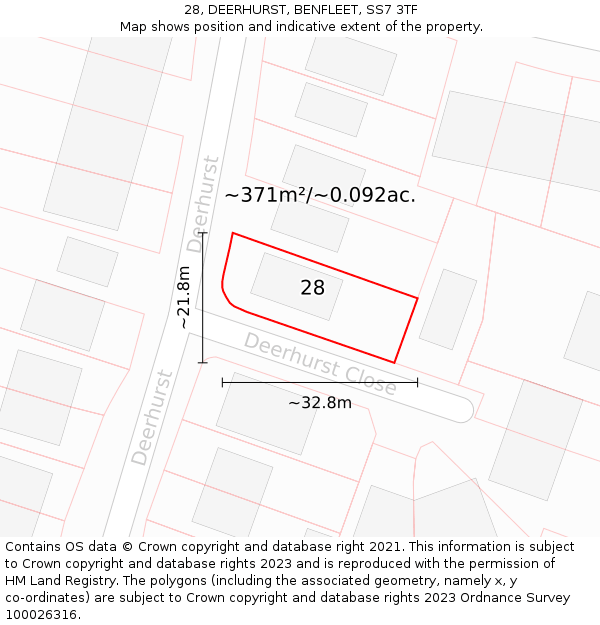 28, DEERHURST, BENFLEET, SS7 3TF: Plot and title map