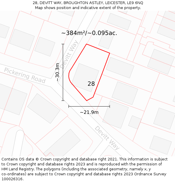 28, DEVITT WAY, BROUGHTON ASTLEY, LEICESTER, LE9 6NQ: Plot and title map