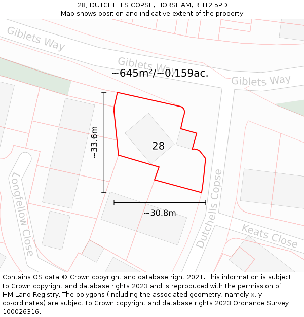28, DUTCHELLS COPSE, HORSHAM, RH12 5PD: Plot and title map