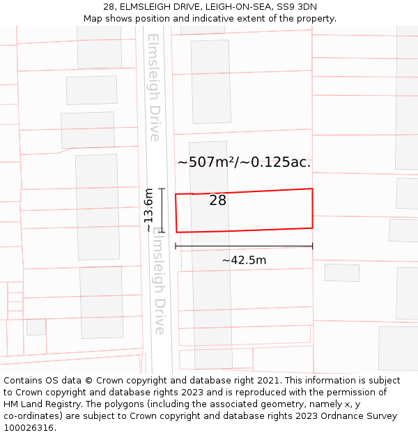28, ELMSLEIGH DRIVE, LEIGH-ON-SEA, SS9 3DN: Plot and title map