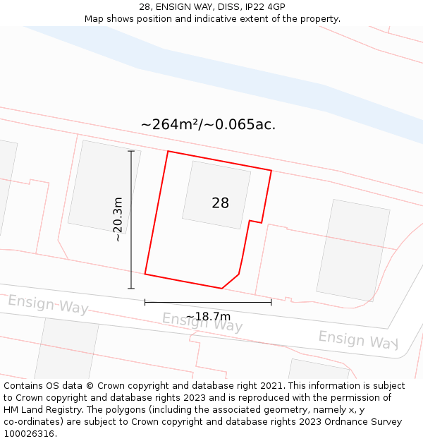 28, ENSIGN WAY, DISS, IP22 4GP: Plot and title map