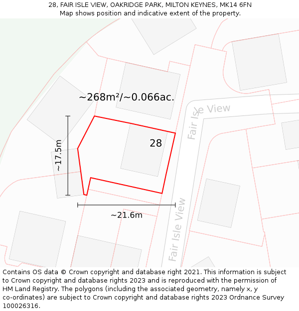 28, FAIR ISLE VIEW, OAKRIDGE PARK, MILTON KEYNES, MK14 6FN: Plot and title map