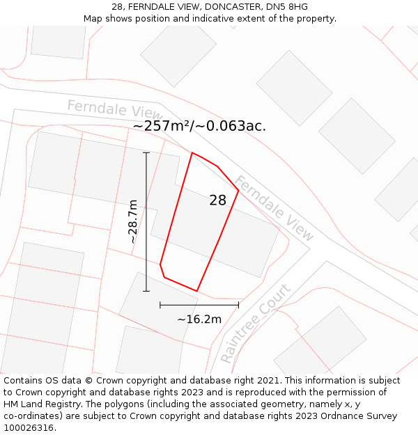 28, FERNDALE VIEW, DONCASTER, DN5 8HG: Plot and title map