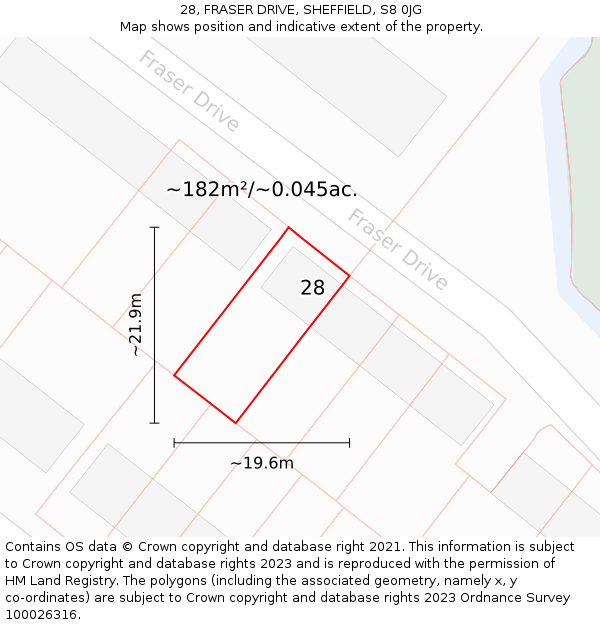 28, FRASER DRIVE, SHEFFIELD, S8 0JG: Plot and title map