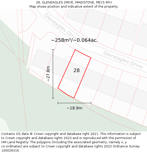 28, GLENEAGLES DRIVE, MAIDSTONE, ME15 6FH: Plot and title map