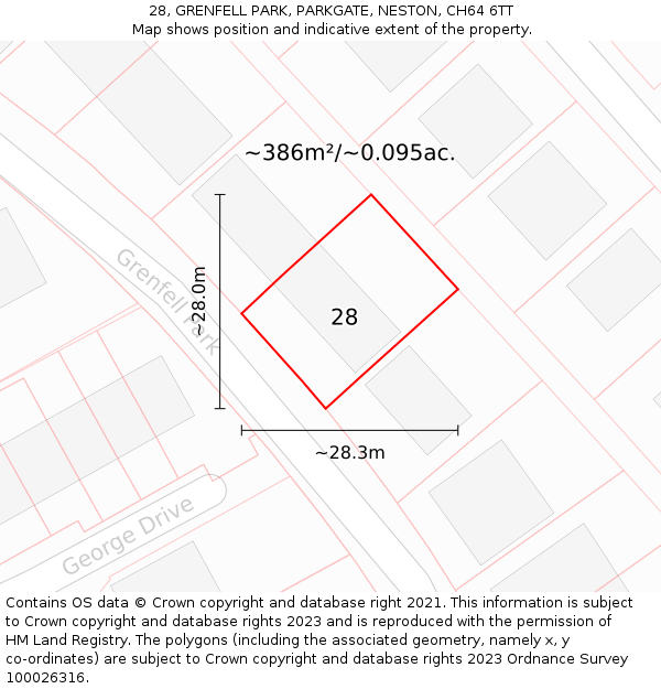 28, GRENFELL PARK, PARKGATE, NESTON, CH64 6TT: Plot and title map