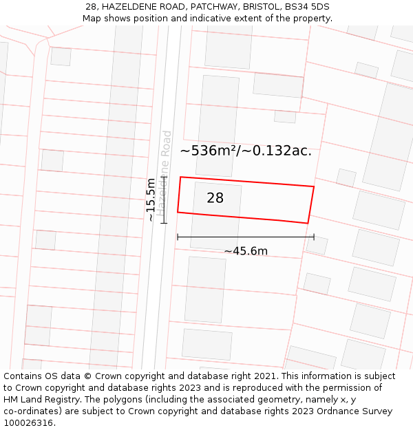 28, HAZELDENE ROAD, PATCHWAY, BRISTOL, BS34 5DS: Plot and title map