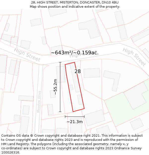 28, HIGH STREET, MISTERTON, DONCASTER, DN10 4BU: Plot and title map