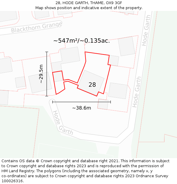 28, HODE GARTH, THAME, OX9 3GF: Plot and title map