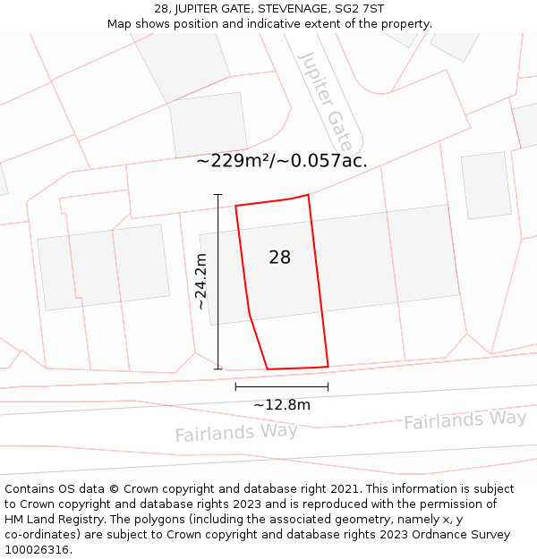 28, JUPITER GATE, STEVENAGE, SG2 7ST: Plot and title map