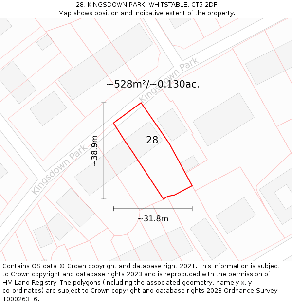 28, KINGSDOWN PARK, WHITSTABLE, CT5 2DF: Plot and title map