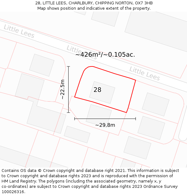 28, LITTLE LEES, CHARLBURY, CHIPPING NORTON, OX7 3HB: Plot and title map