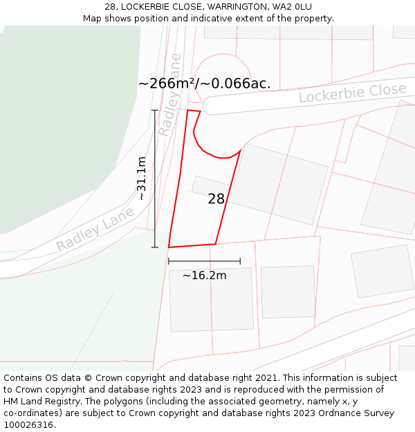 28, LOCKERBIE CLOSE, WARRINGTON, WA2 0LU: Plot and title map