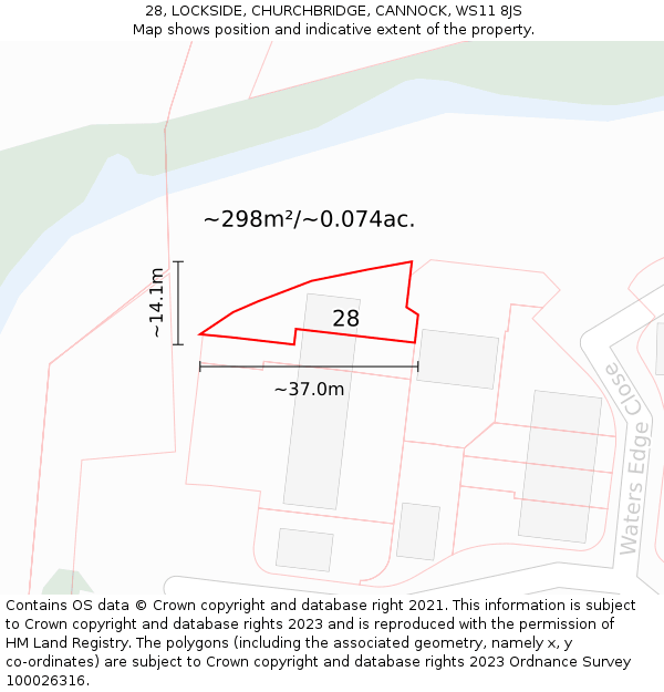 28, LOCKSIDE, CHURCHBRIDGE, CANNOCK, WS11 8JS: Plot and title map