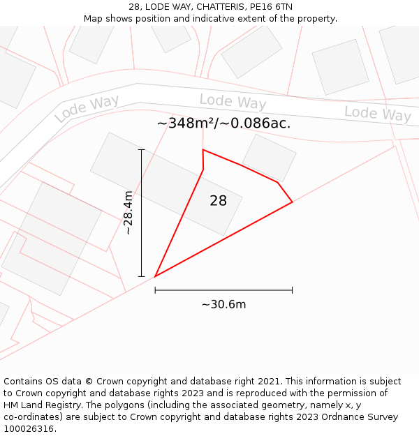 28, LODE WAY, CHATTERIS, PE16 6TN: Plot and title map