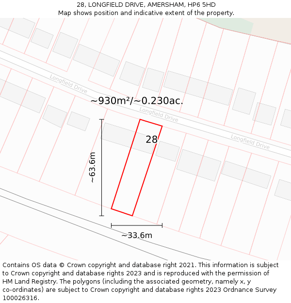 28, LONGFIELD DRIVE, AMERSHAM, HP6 5HD: Plot and title map