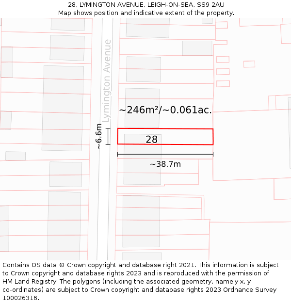 28, LYMINGTON AVENUE, LEIGH-ON-SEA, SS9 2AU: Plot and title map