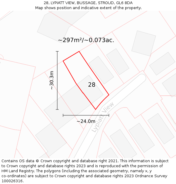 28, LYPIATT VIEW, BUSSAGE, STROUD, GL6 8DA: Plot and title map