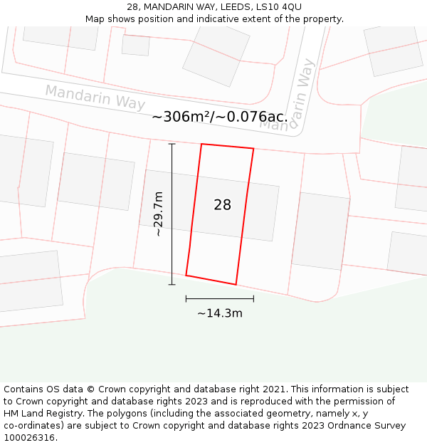 28, MANDARIN WAY, LEEDS, LS10 4QU: Plot and title map