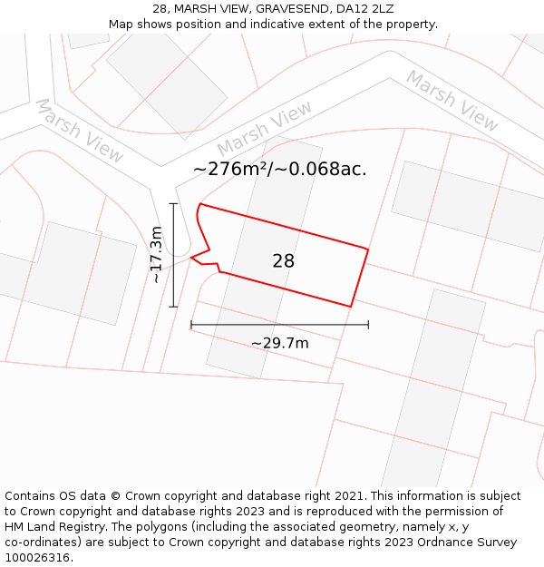 28, MARSH VIEW, GRAVESEND, DA12 2LZ: Plot and title map