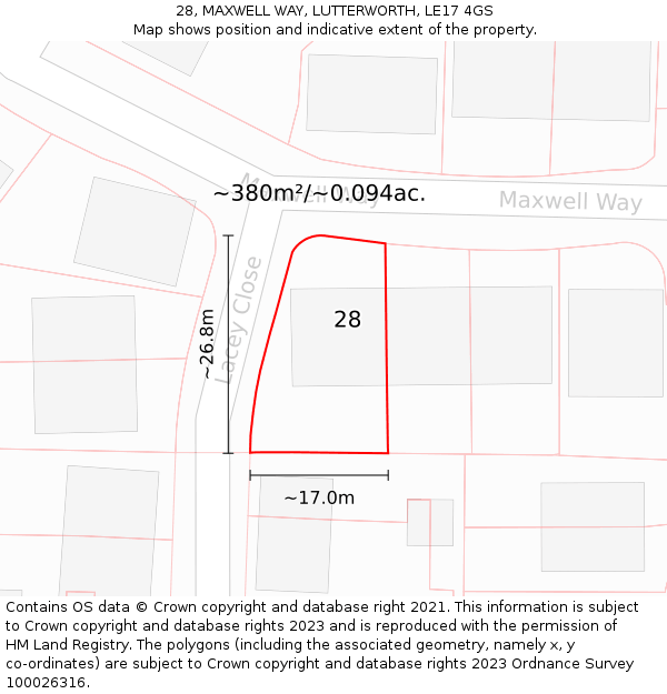 28, MAXWELL WAY, LUTTERWORTH, LE17 4GS: Plot and title map