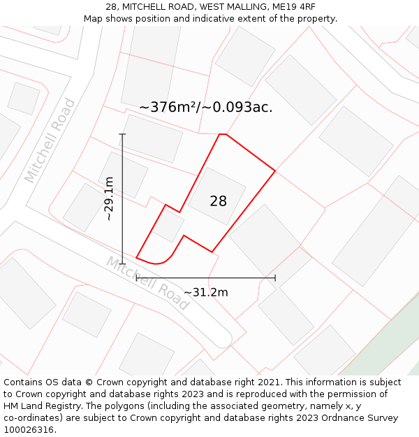 28, MITCHELL ROAD, WEST MALLING, ME19 4RF: Plot and title map