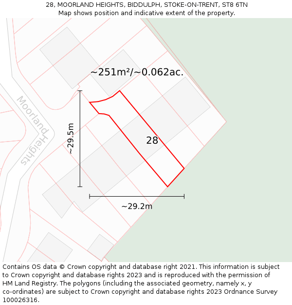 28, MOORLAND HEIGHTS, BIDDULPH, STOKE-ON-TRENT, ST8 6TN: Plot and title map
