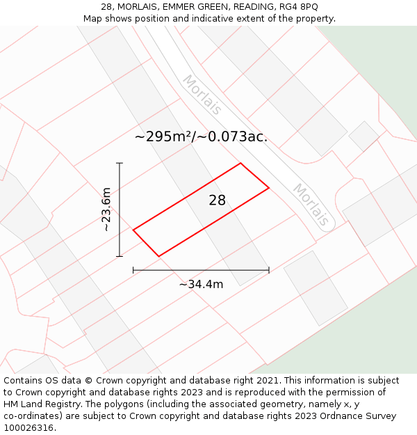 28, MORLAIS, EMMER GREEN, READING, RG4 8PQ: Plot and title map