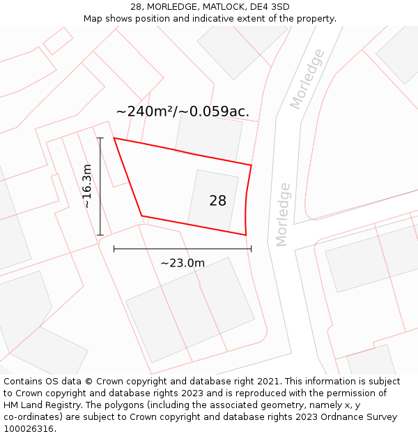 28, MORLEDGE, MATLOCK, DE4 3SD: Plot and title map