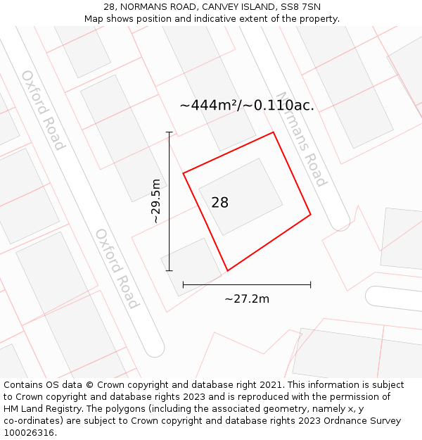 28, NORMANS ROAD, CANVEY ISLAND, SS8 7SN: Plot and title map