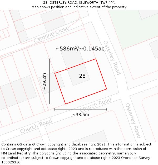 28, OSTERLEY ROAD, ISLEWORTH, TW7 4PN: Plot and title map