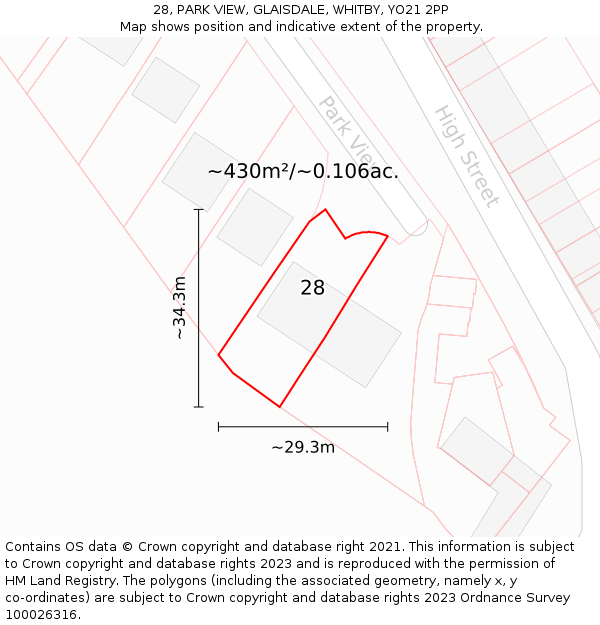 28, PARK VIEW, GLAISDALE, WHITBY, YO21 2PP: Plot and title map