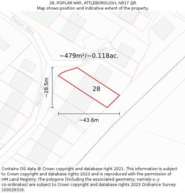 28, POPLAR WAY, ATTLEBOROUGH, NR17 2JR: Plot and title map