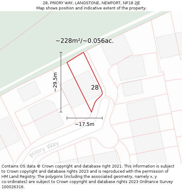 28, PRIORY WAY, LANGSTONE, NEWPORT, NP18 2JE: Plot and title map
