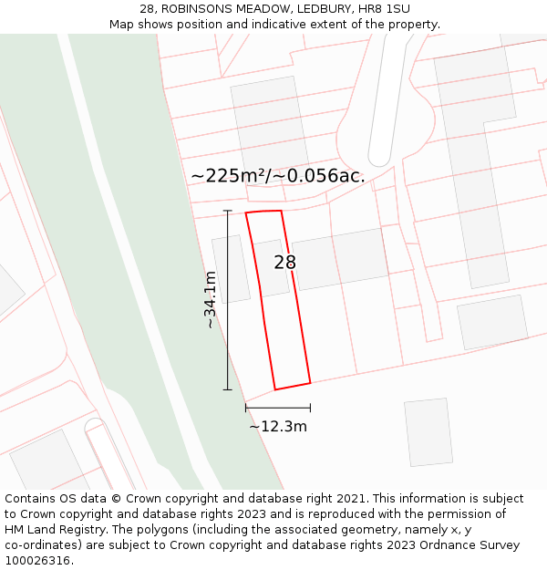 28, ROBINSONS MEADOW, LEDBURY, HR8 1SU: Plot and title map