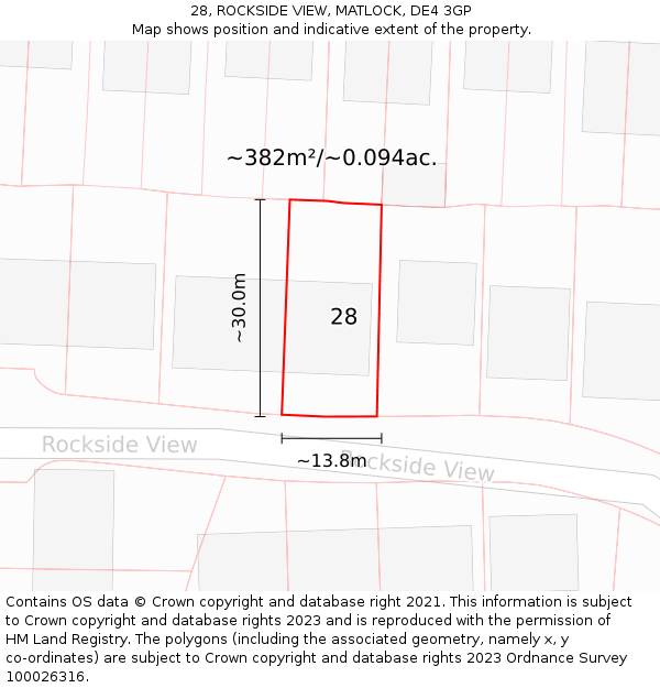 28, ROCKSIDE VIEW, MATLOCK, DE4 3GP: Plot and title map