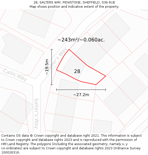 28, SALTERS WAY, PENISTONE, SHEFFIELD, S36 6UE: Plot and title map