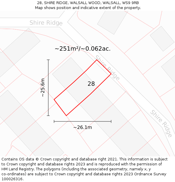 28, SHIRE RIDGE, WALSALL WOOD, WALSALL, WS9 9RB: Plot and title map
